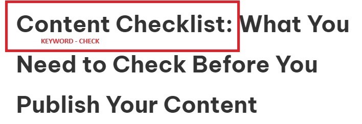 Example of checking the optimized title off the content checklist.