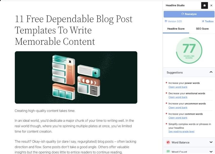 Use Headline Analyzer to optimize your content title