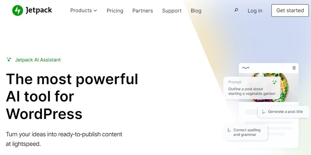 Jetpack AI assistant homepage showcasing what the plugin can do.